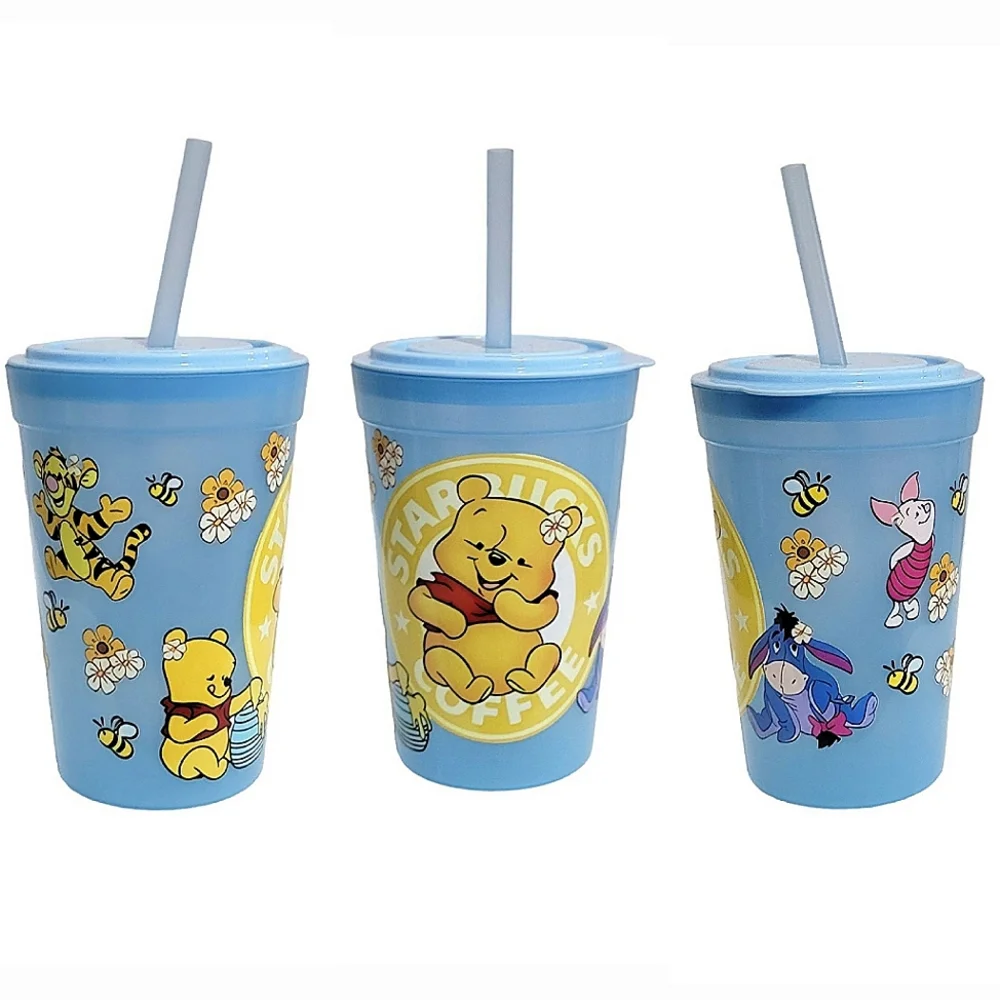 3/$20 Winnie The Pooh Disney Kids Plastic Cup Tumbler 16 oz Blue